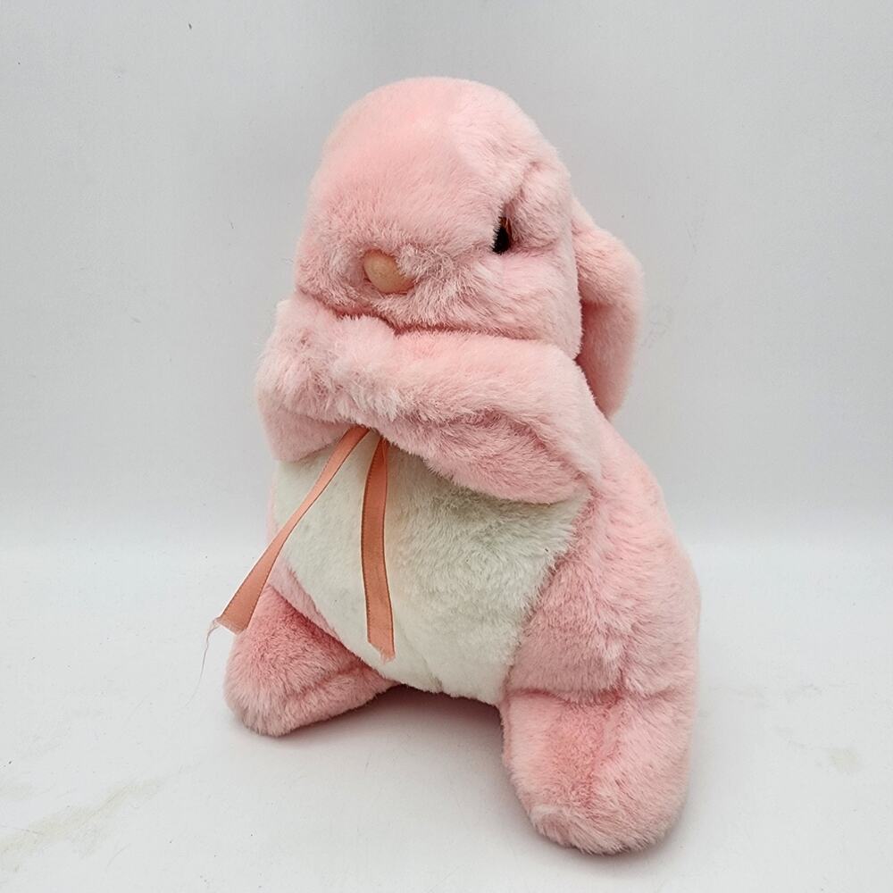 Vintage Interpur Pink Easter Bunny Rabbit Plush Stuffed Animal Toy 9" Long Ears